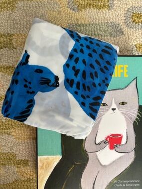 😸IKEA NWT SKYNKE Crazy Blue Cat reusable tote swirling blue felines Warhol-style